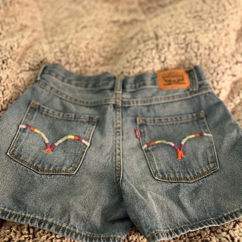 Levi's Denim Shorts with Colorful Stitching girls size 14